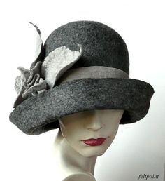 Grey felt hat Cloche Felted Hat felt hat Cloche Hat Flapper Hat Art Hat Gray Hat La belle epoque Art Deco 1920s hat Art Hats Grey hat cloche 1920's hat Women wool hat Mother of the bride Hats&Caps Accessories Handmade Great, very flattering hat ! Adapts to the head ! Special and unique ! Sophisticated and elegant ! I can make this hat in other colors and sizes. Made just for you As the base for my works I use great materials like highest quality Australian merino wool (18 micro). All my work Elegant Gray Felt Hat With Short Brim, Elegant Gray Brimmed Felt Hat, Elegant Gray Wide Brim Felt Hat, Elegant Gray Fedora For Winter, Elegant Gray Felt Hat With Curved Brim, Winter Gatsby Cloche Hat, Winter Gatsby Style Cloche Hat, Victorian Cloche Hat For Vintage Events, Victorian Cloche Hat For Kentucky Derby