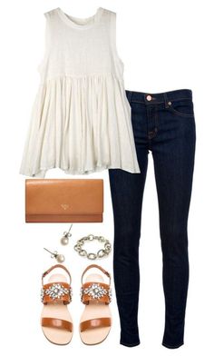 Casual chic. Weather Outfits, Boho Fashion Summer, Bohol, J Brand, Jeffrey Campbell, Outfits Casuales, Flip Flop, White Top, Look Fashion