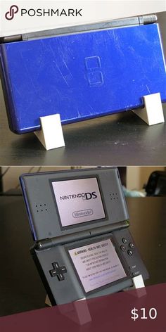 two different views of an old nintendo ds game console with the same price label on it