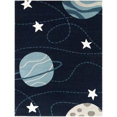 a rug with planets and stars on it