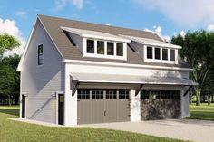 a two car garage is shown in this rendering