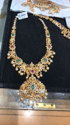 100 Grams Gold Long Haram, Necklace Designs Gold Indian, Modern Gold Jewelry