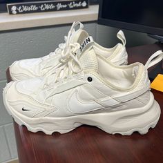 These Shoes Are Brand New Off Stockx. Only Wore Them Once But They’re Too Small. The Inside Of Heel Is Cut. But In Great Condition. Workout Shoes For Women Nike, White Gym Shoes Aesthetic, Nike Shoes Athletic, White Chunky Sneakers With Air Max Cushioning, Nike Casual Chunky Sneakers With Round Toe, Cute Gym Shoes, Workout Shoes Women, Wishlist Idea, White Gym Shoes