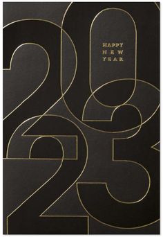 Moderne Neujahrskarte in schwarz mit Jahreszahl 2023 und "Happy New Year" New Year Card 2024 Design, New Year Typography Graphic Design, Happy New Year 2024 Cards, Modern Greeting Card, 2024 Happy New Year Design, New Year Card 2024, Mis Logo, New Years Poster Design, New Years Graphic Design