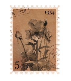 a stamp with flowers on it and the number fifty cents in front of it,