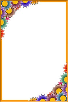 an orange frame with colorful flowers in the center and white space for text or image