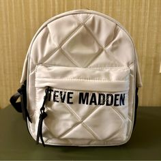 Brand New Without Tags, Never Used! Steve Madden. Mini Backpack. Quilted Backpack, Steve Madden Bags, Mini Quilt, Mini Backpack, Steve Madden, White Black, White And Black, Bag Lady, Backpacks