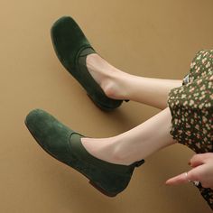 Square Toe Slip on Loafers for Women Soft Leather Flats Handmade in Camel/Black/Green Flat Suede Slip-on Leather Shoes, Green Casual Leather Shoes For Spring, Casual Green Leather Shoes For Spring, Casual Green Leather Shoes With Almond Toe, Green Leather Shoes With Leather Sole For Fall, Casual Green Flats With Rubber Sole, Casual Green Slip-on Flats, Casual Workwear Flats With Rubber Sole, Casual Rubber Sole Flats For Work