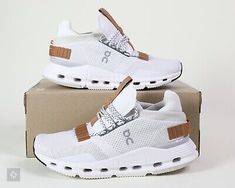 You're looking at the On Cloudnova White Pearl Pecan Cloudtec Athletic Running Shoes. Color: White. On Cloudnova, Heels Aesthetic, Cloud Shoes, Trending Womens Shoes, Cute Nikes, Athletic Running, Gym Shoes, Shoes Color, Black White Fashion