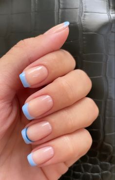 Delicate Nails, French Manicure Nails, French Tip Acrylic Nails, French Acrylic Nails, Blue Nail Polish, Blue French, Cute Gel Nails, Tip Nails