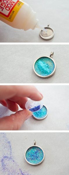 the process to make diy glitter earrings