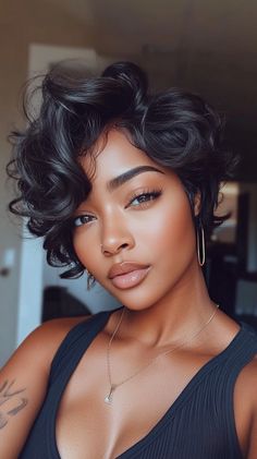 🎭 Flawless Black Haircuts Short Haircuts for Black Women Captivating Tutorial 🎭 Black Woman Pixie Cuts, Natural Hair Bob Cut, Black Haircuts, Natural Hair Bob, Women Pixie Cut, Hype Hair, Character Styles