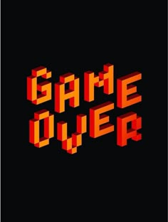 the text game over is made up of red and orange squares on black background, which appear to be pixelated