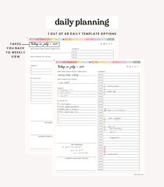 two daily planner pages with text that reads daily planning and the words, out of 60 daily