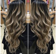 Highlights And Ombre Hair, 4 Quadrant Hair Color, Full Bayalage Brunette Long Hair, Dark Brown Hair To Light Brown Balayage, Black To Blonde Hair Process, Fall Blonde Balayage Dark Roots, Ombre Hair Color For Black Hair, Bayalage On Black Hair