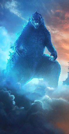 godzilla in the sky with clouds