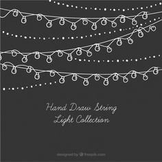 the hand drawn string light collection is shown in black and white, with dots on it