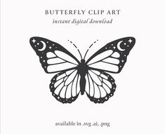 the butterfly clip art is shown in black and white