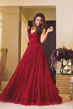 Red Bridal Gown, Long Gown Design