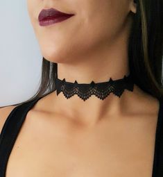 -------------------------------------♥ ♥ ♥ bohomila ---------------------------------------------- Black Lace Choker Necklace - Radiate your beauty in this beautifully detailed Black Lace Choker Necklace. Dress it up or dress it down its boho chic for any occasion. ------------------------------------♥ ♥♥ D E S C R I P T I O N ♥ ♥♥ --------------------------------------------------- ♥Choker Length : 35cm ♥Width :2. 5cm ♥Silver plated lobster clasp ♥ Includes a 2 inch ( 5 cm) extension chain for Boho Tattoo, Black Lace Choker Necklace, Necklace Tattoo, Boho Tattoos, Black Lace Choker, Lace Choker Necklace, Tattoo Choker, Lace Choker, Vintage Choker