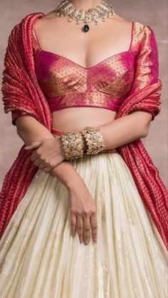 Shop now exclusively at www.allthatsdesi.com Follow us on Instagram https://www.instagram.com/allthatsdesi/ Whatsapp us at +19738137663 Grand Lehenga, Handloom Lehenga, Pola Blus, Brocade Blouse, Latest Model Blouse Designs, Fashionable Saree Blouse Designs, Lehenga Blouse Designs