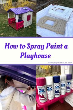 how to spray paint a play house for kids and toddlers in the garden or backyard