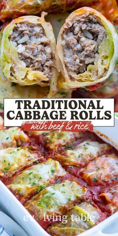 an image of traditional cabbage rolls with beef and cheese