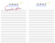 two sheets of paper with writing on them