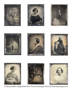 an old - fashioned photo shows nine different women