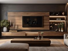 Parete attrezzata porta TV in Noce nazionale: Fusione di design moderno e funzionalità artigianale - XLAB Design Modern Tv Wall, Elegant Living Room Design, Unit Design, Living Room Tv Unit, Living Room Design Inspiration, Living Room Design Decor