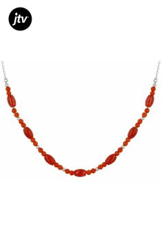 Southwest Style by JTV��� Red Sponge Coral Rhodium Over Sterling Silver Necklace. Measures approximately 0.15"W. Lobster claw clasp with a 2" extender. Sponge Coral, Southwest Style, Sterling Silver Necklace, Lobster Claw, Sterling Silver Necklaces, Silver Necklace, Coral, Sterling Silver, Silver