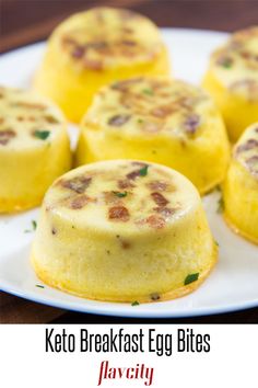 keto breakfast egg bites on a white plate