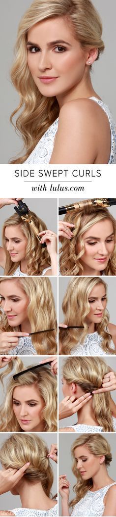 LuLu*s How-To: Side Swept Curls Hair Tutorial at LuLus.com! Side Curls, Side Swept Curls, Hair Curling Tutorial, Diy Wedding Hair, Haircuts Ideas, Wedding Hairstyles Medium Length, Wedding Guest Hairstyles, Side Swept, Hair Tutorials For Medium Hair