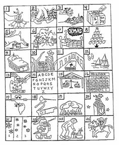 a black and white drawing of numbers with pictures on it, including animals, sheeps and houses