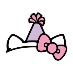 an image of a pink and purple bow on top of a headband that is wearing a hat