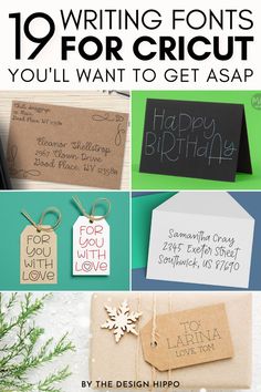 handwritten birthday cards and gift tags with the words happy birthday written in black ink