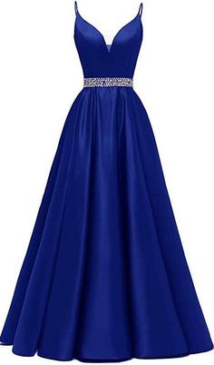 A-line Royal Blue Prom Dresses Royal Blue Satin Prom Dress, Beaded Prom Dresses, Evening Gowns Online, डिजाइनर कपड़े, Royal Blue Prom, Royal Blue Prom Dresses, Spaghetti Strap Prom Dress, Prom Dress Inspiration, Beaded Prom Dress