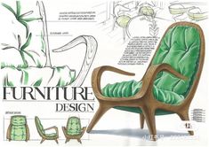 an image of a chair and ottoman in the process of being made with furniture design