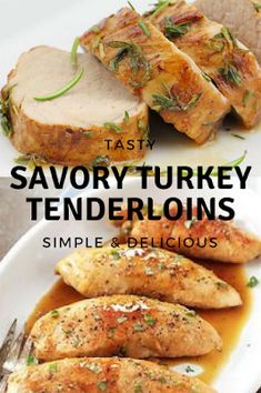 savory turkey tenderloins on a white plate