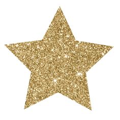 a gold glitter star on a white background