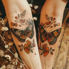 Artful Brother And Sister Tattoos Tattoo Sketches Sister And 2 Brothers Tattoo, American Traditional Garden Tattoo, 70s Inspired Tattoos, Tattoos For Sisters, Folk Art Tattoo, Cicada Tattoo, Garden Tattoos, Sibling Tattoos