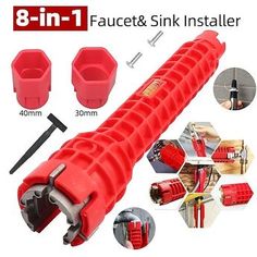 the 8 in 1 faucet and sink installer is shown with instructions to use it