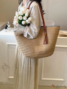 Bird in Bag - Decorative Straw Bag - Ideal for Summer Beach Trips Summer Bucket Bag For Daily Use, Beachy Vacation Shoulder Bag, Summer Style Bucket Tote Bag For Vacation, Beige Beach Season Shopping Bag, Summer Bucket Bag Tote For Vacation, Beige Shoulder Bag For Shopping On Vacation, Beachy Shoulder Bag For The Beach, Beige Shoulder Bag For Vacation Shopping, Beachy Shoulder Bag For Beach Occasion