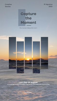 the cover of capture the moment magazine, featuring an image of sunsets and waves