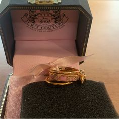 Brand New In Box, Never Used. The Hardware Is Gold, The Outer Is Pink Couture, Gold And Pink Jewelry, Baddie Jewelry, Pink Gold Ring, Pink Heart Rings, Pink Gold Rings, Fever Dream, Costume Rings, Juicy Couture Jewelry