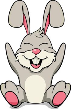 a cartoon rabbit sitting and smiling