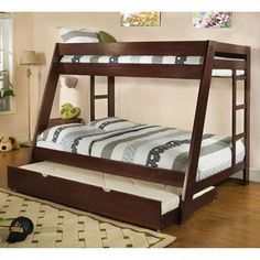 a bunk bed with a pull out trundle