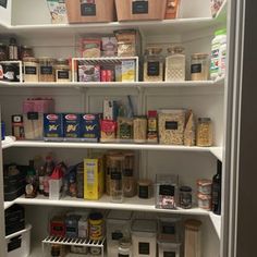 the pantry is stocked with all kinds of food