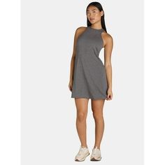 Blurring the lines between active and casual, it's Athletic Works' Tank Dress for the win. Sporty and stylish, this sleek mini dress skims your figure for a flattering fit and has a cute crisscross back with a keyhole accent. The DriMore moisture-wicking finish helps keep you cool and dry so go ahead and enjoy your day with confidence. Only at Walmart. Color: Gray. Womens Tennis Dress, Workout Tops For Women, Athletic Dress, Enjoy Your Day, Reebok Women, Sport Dress, Tennis Dress, Athletic Outfits, Womens Activewear