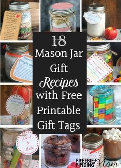 mason jar gifts with free printable gift tags